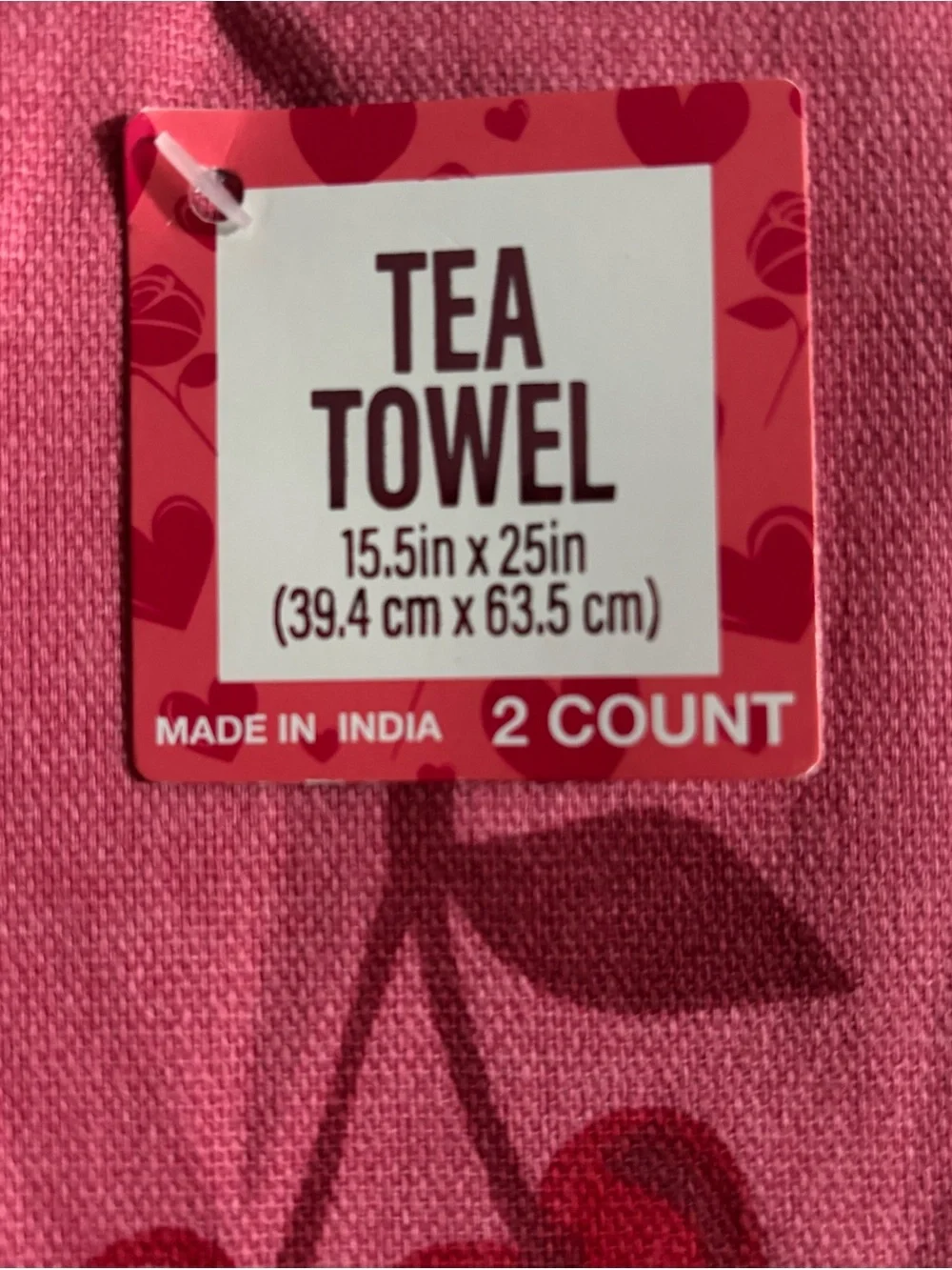 2 Pack Cherry Print Tea Towels (Total of 4 Towels)